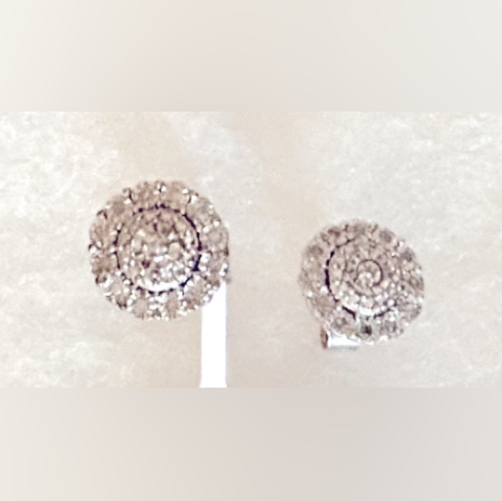 Macy’s Silver Bridge 1/10 CTW Diamond Spiral Pierced Earrings | Orig. $200 - Picture 2 of 4